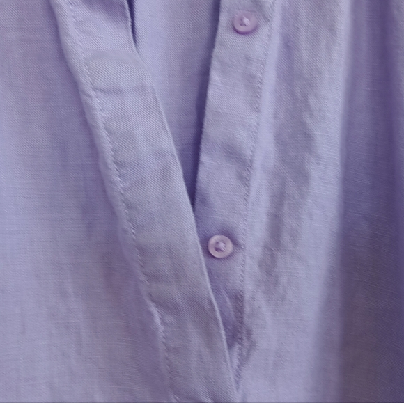 Ralph Lauren Lavender Linen Tunic Dress Purple Button Down Cap Sleeve Pockets 12 - Picture 4 of 15